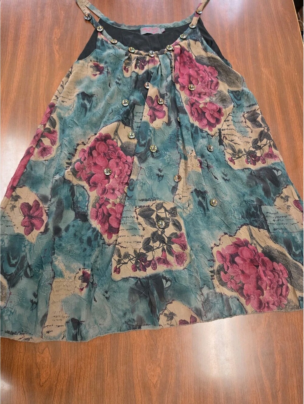 My Pretty Angel L Black Floral Sleevless Tunic Blouse Boho Cottagecore Romantic